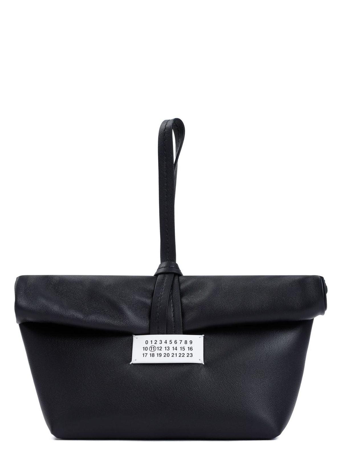 Maison Margiela Leather Paper Bag Clutch in Black