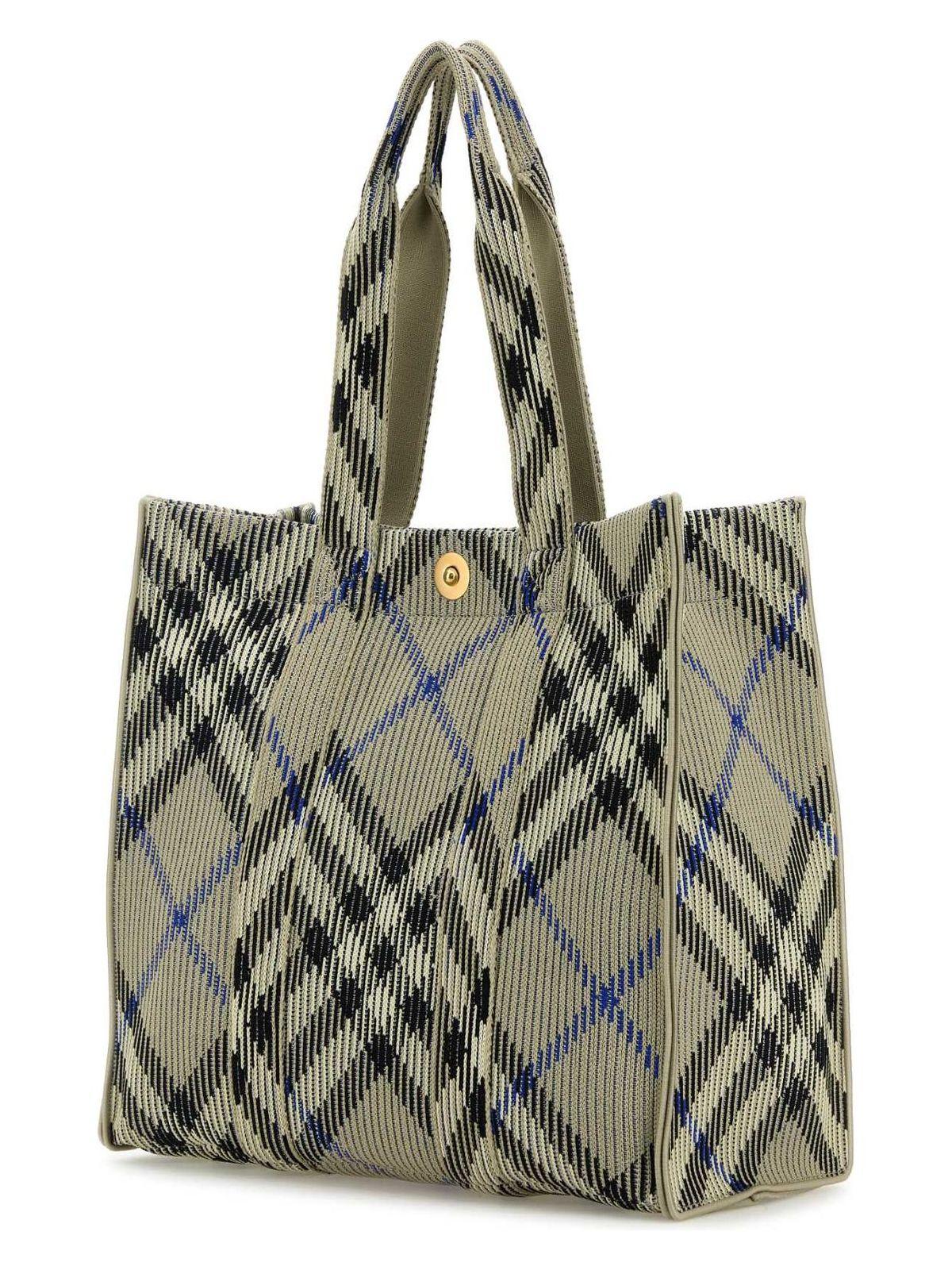 Burberry Women's Embroidered Canvas Medium Check Shopping Bag