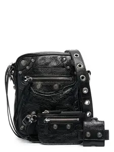 Balenciaga Leather Le Cagole Men Crossbody Bag in Black