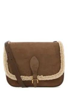 Saint Laurent Suede Crossbody Bag in Brown