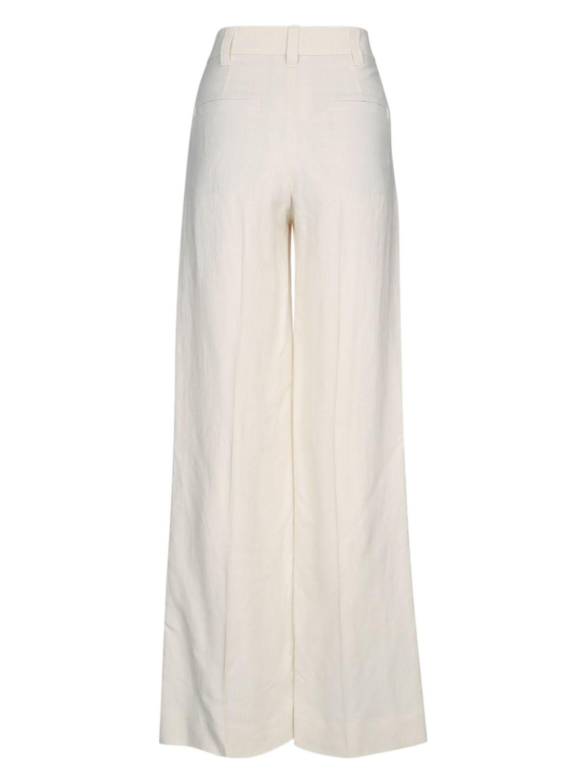 Brunello Cucinelli Fluid Linen Twill Double Pleat Wide Leg Trouser