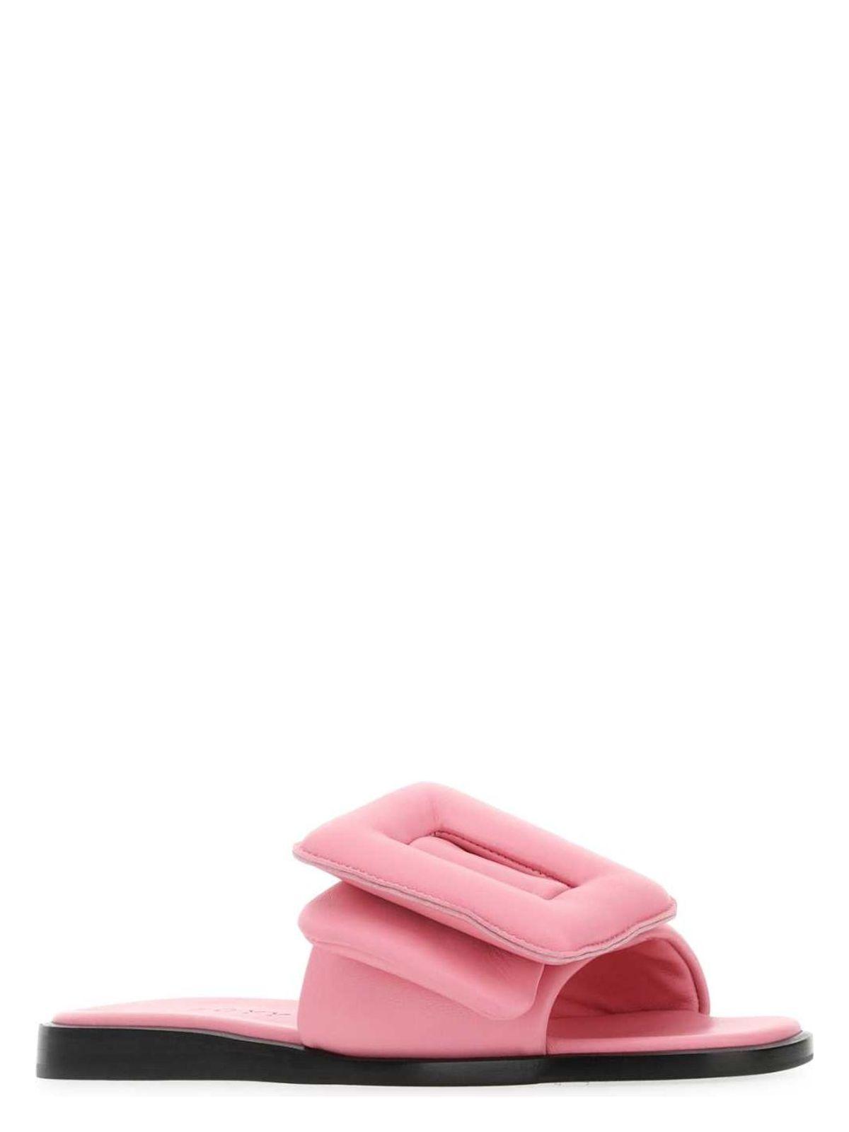 BOYY Pink Leather Puffy Slippers