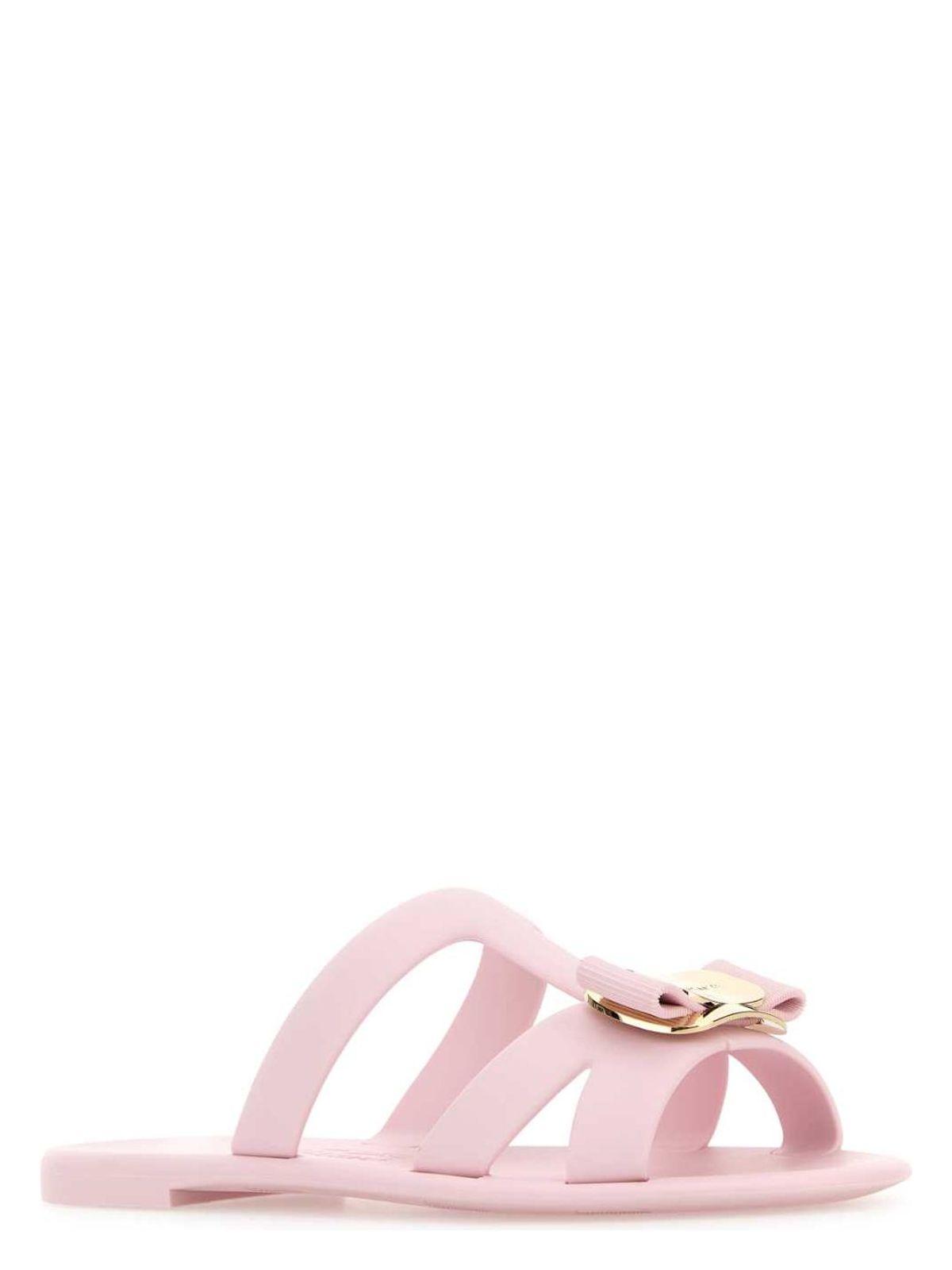 Ferragamo Pastel Pink Rubber Lilou Slippers
