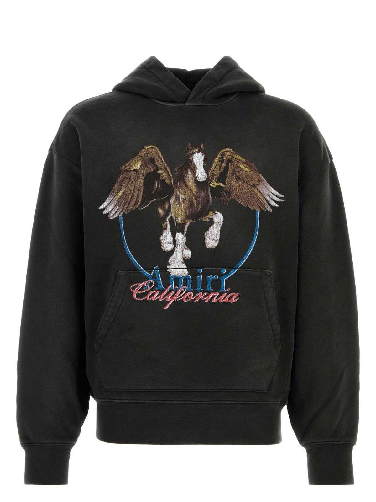 Amiri Slate Cotton Sweatshirt and Vintage Wash Pegasus Hoodie