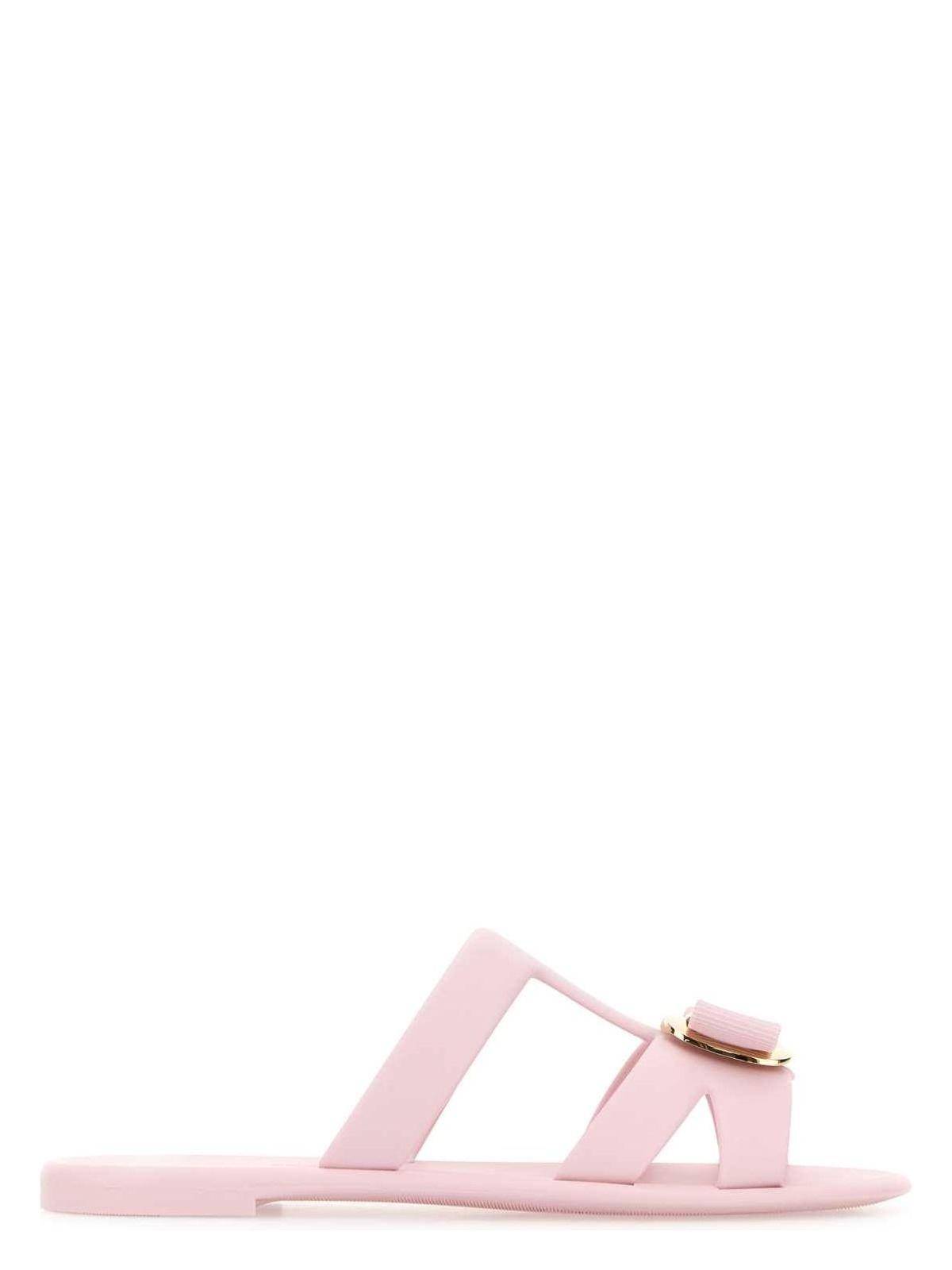 Ferragamo Pastel Pink Rubber Lilou Slippers