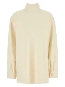 Jil Sander Women's Cream Wool Blend Blouse Top in Yellow