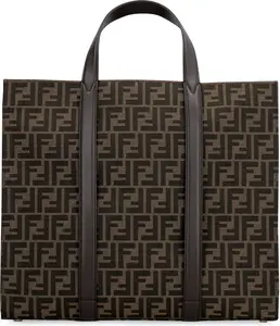 Fendi Men's Embroidered Canvas Shopping Bag in Brown