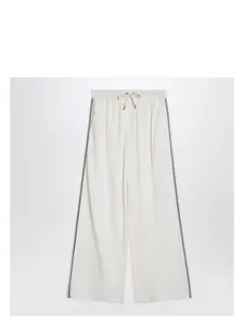 Brunello Cucinelli Women's Wide Trousers in Cotton and Silk