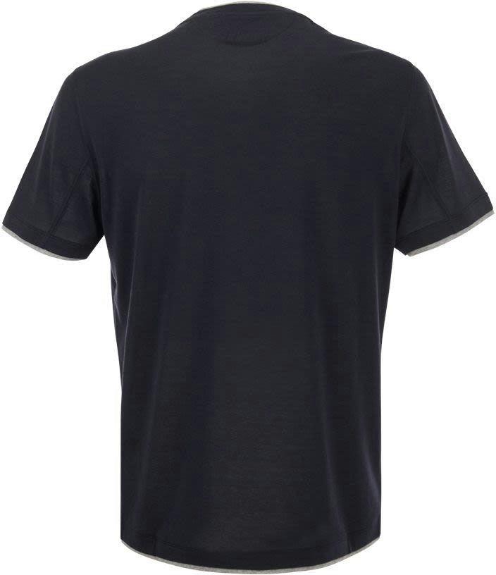 Brunello Cucinelli Men's Silk And Cotton T-Shirt in Blue