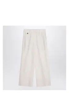 Brunello Cucinelli Women's Ivory Trousers In Cotton And Linen