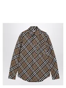 Burberry Men's Check Cotton Shirt in Beige