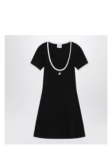 Courrèges Courrèges Women's White/Black Mini Dress in Cotton