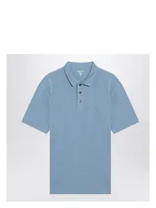 Prada Men's Periwinkle-Coloured Polo Shirt in Cotton