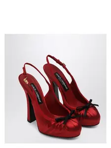 Dolce & Gabbana Red Satin Pumps and High Slingback Pumps