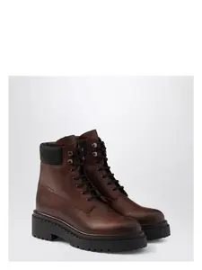 Prada Women's Ebony Coloured Leather And Re-Nylon Boot