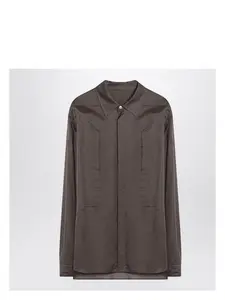 Rick Owens Men's Dust-Coloured Cotton Shirt in Grey