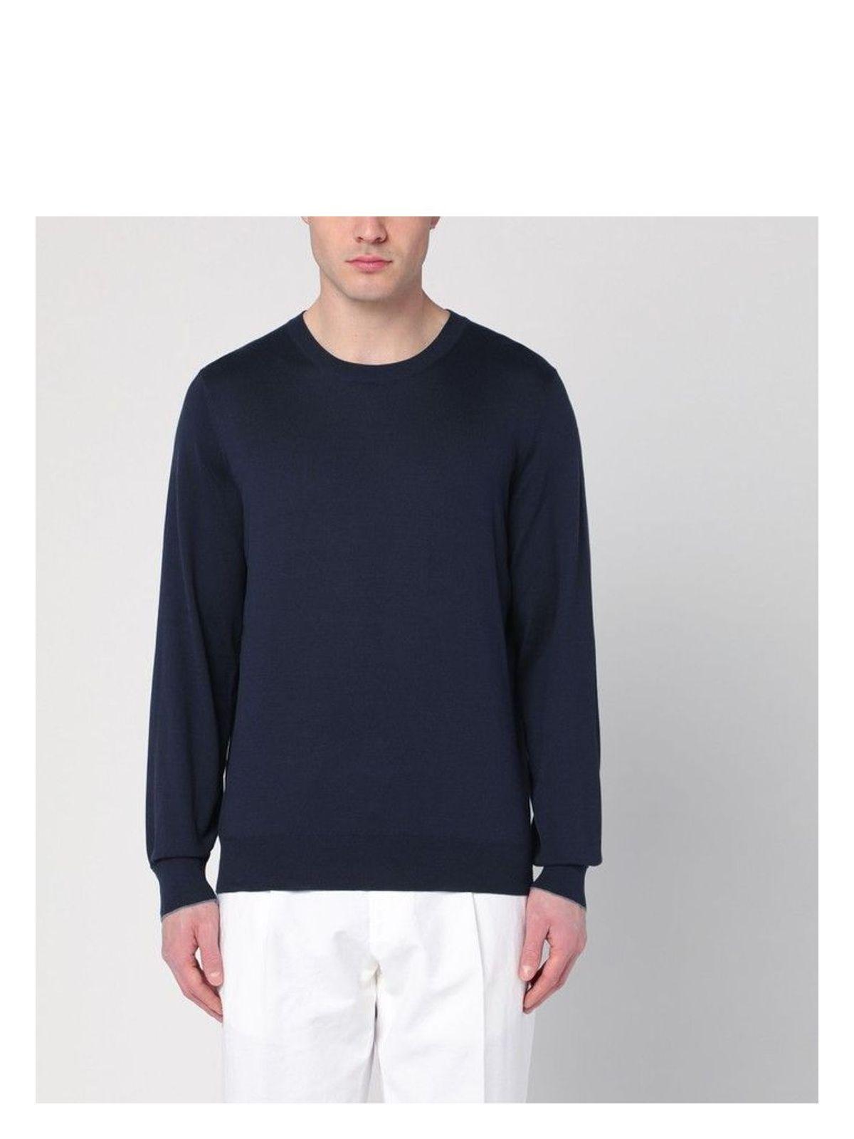 Brunello Cucinelli Men's Cotton Sweater in Blue