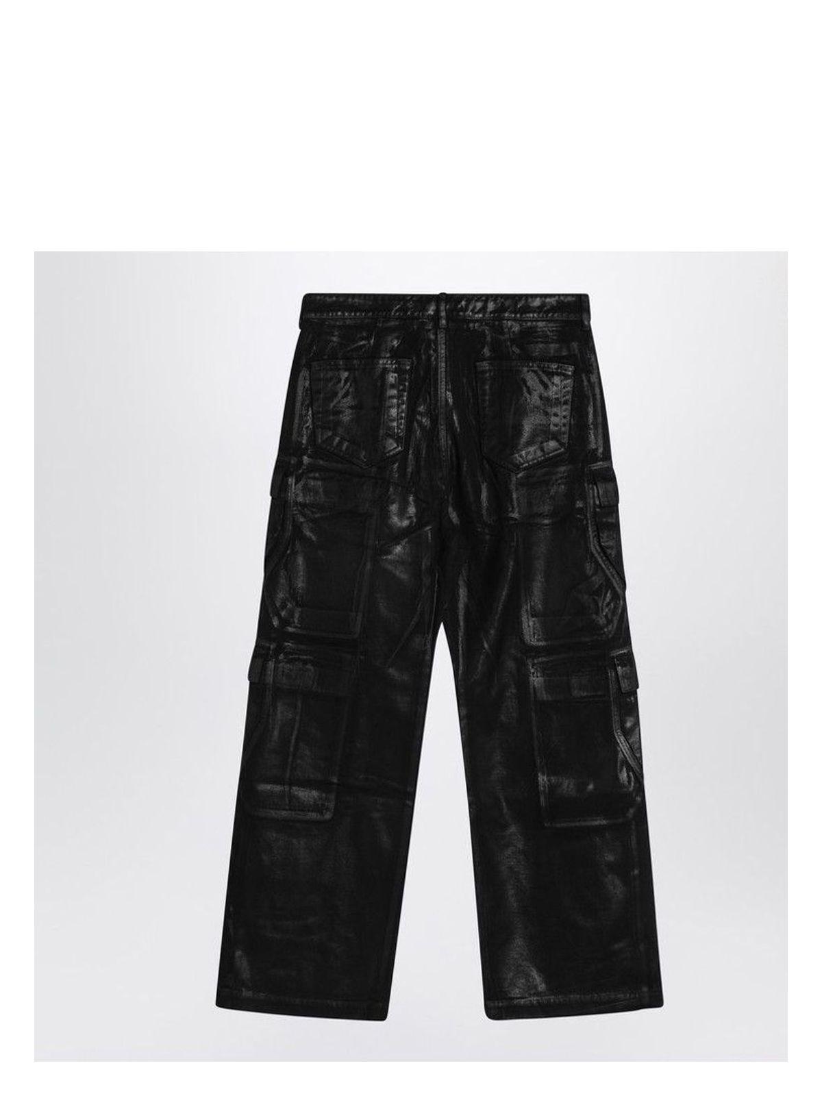 Drkshdw Men's Cargo Pants in Waxed Cotton in Black