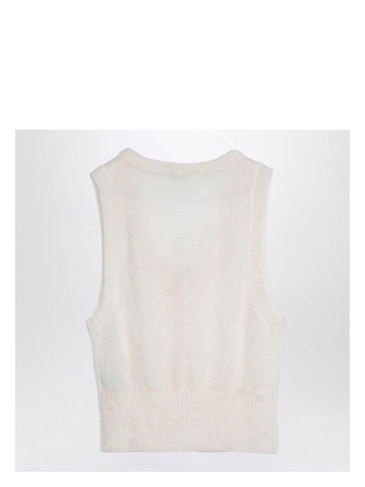 Ganni Women's White Mohair Lace-Up Vest in Beige