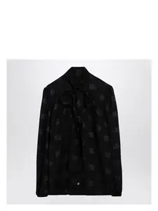 Dolce & Gabbana Jacquard Silk Satin Shirt With Logo in Black
