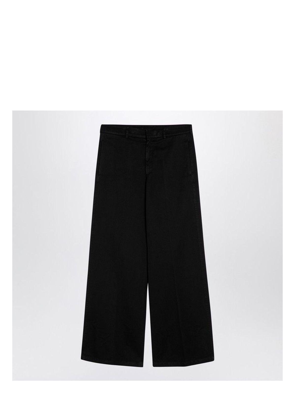 Palm Angels Men's Cotton Wide Trousers in Black
