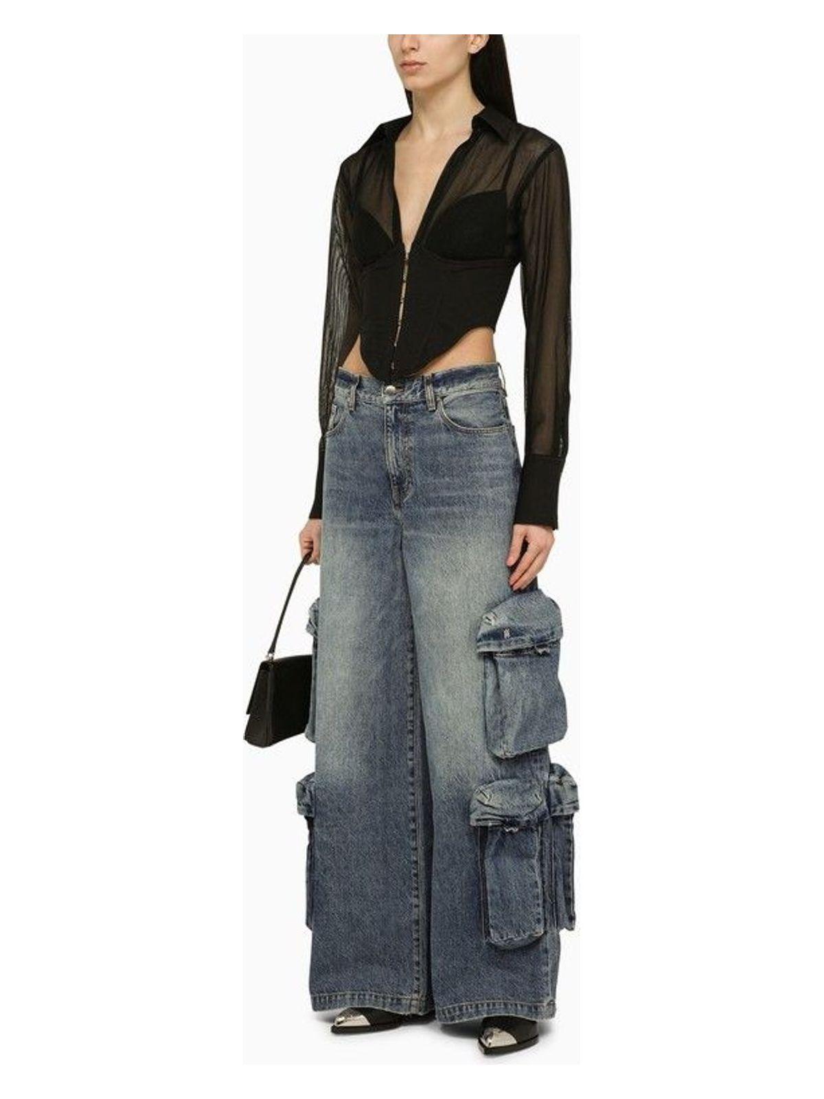 Amiri Women's Jeans Baggy Cargo in Denim Blue
