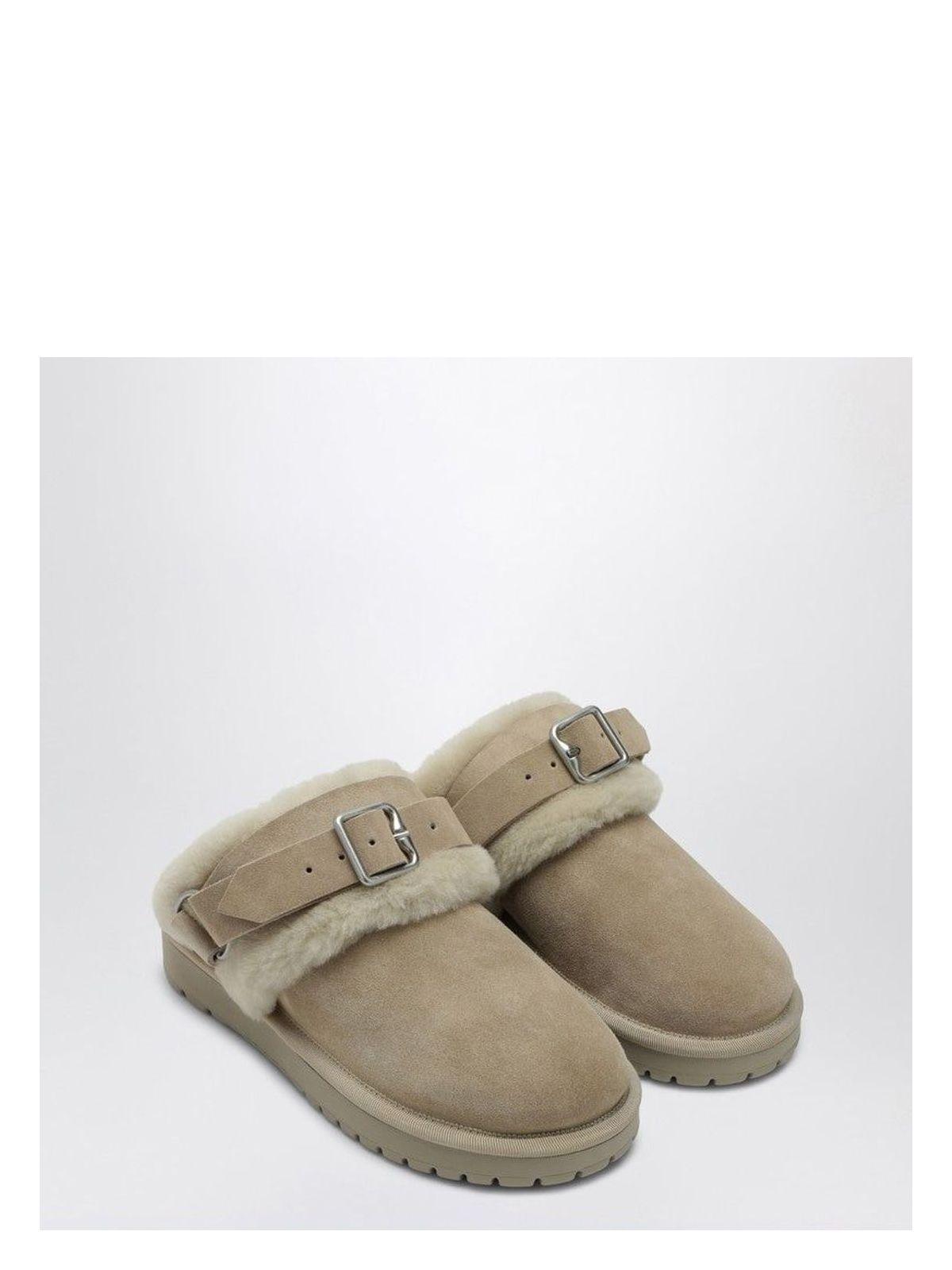 Burberry Women's Chubby Mule in Suede and Beige Shearling