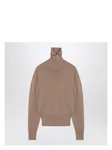 Burberry Women's Beige Wool Turtleneck Sweater