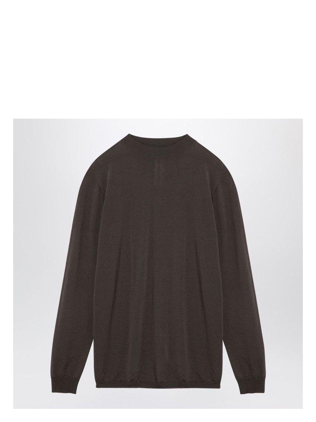 Rick Owens Powder Grey Cotton Crew-Neck Sweater