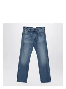 Valentino Men's Jeans With Logo Detail and Washed-Effect Denim in Blue