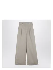 Palm Angels Women's Cotton Wide Trousers in Beige