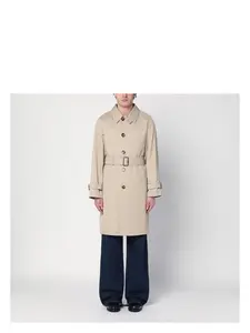 Burberry Men's Cotton Trench Coat With Belt in Beige