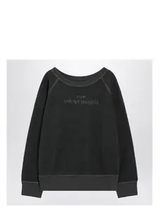 Maison Margiela Faded Black Sweatshirt in Cotton with Grey Logo