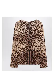 Dolce & Gabbana Silk Blend Leopard Print T-Shirt