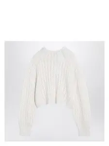 Max Mara Women's Perforated Wool And Cashmere Sweater in White