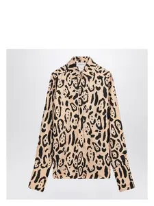 Max Mara Sportmax Women's Silk Animal Print Shirt in Beige