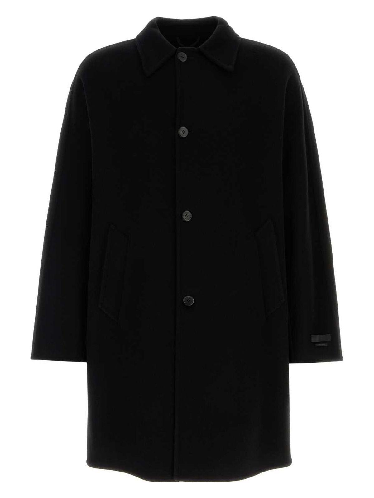 Prada Black Cashmere And Wool Coat
