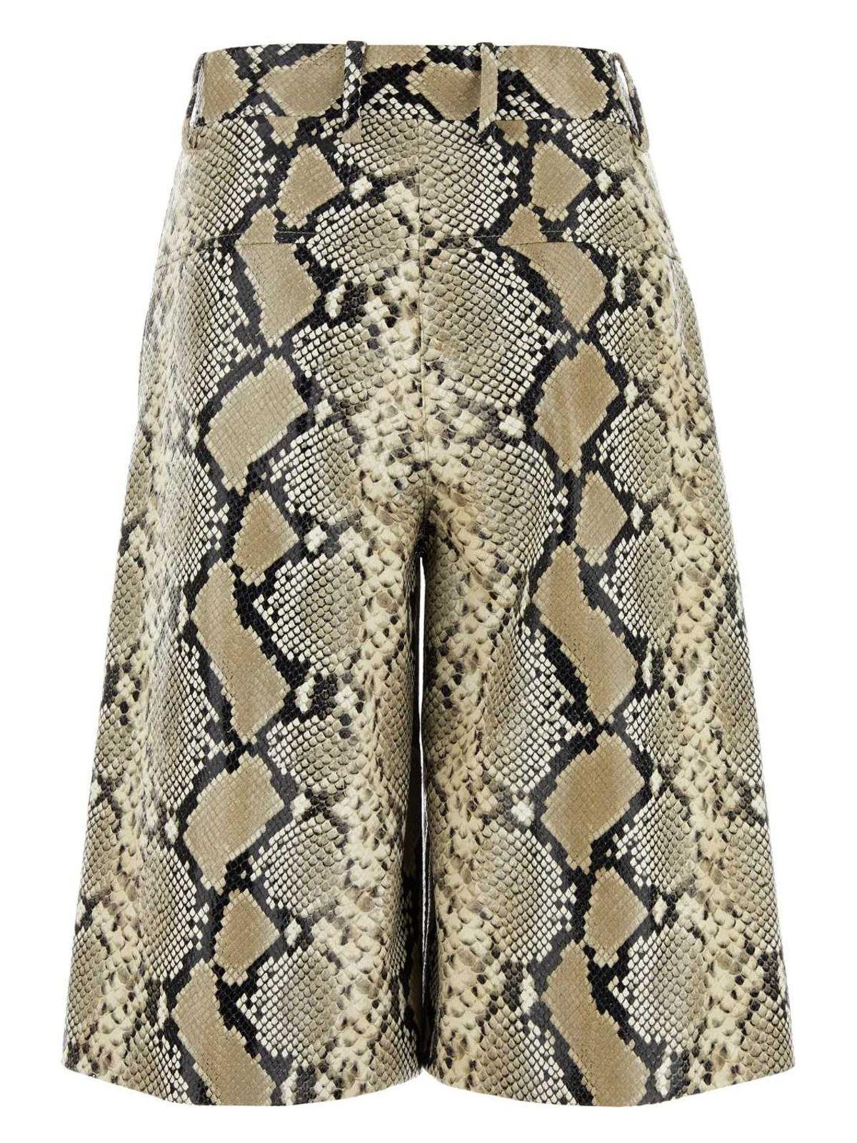 Jil Sander Women's Printed Leather Bermuda Shorts in Animal Print