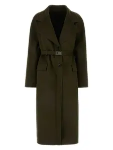 Ferragamo Olive Green Wool Blend Coat