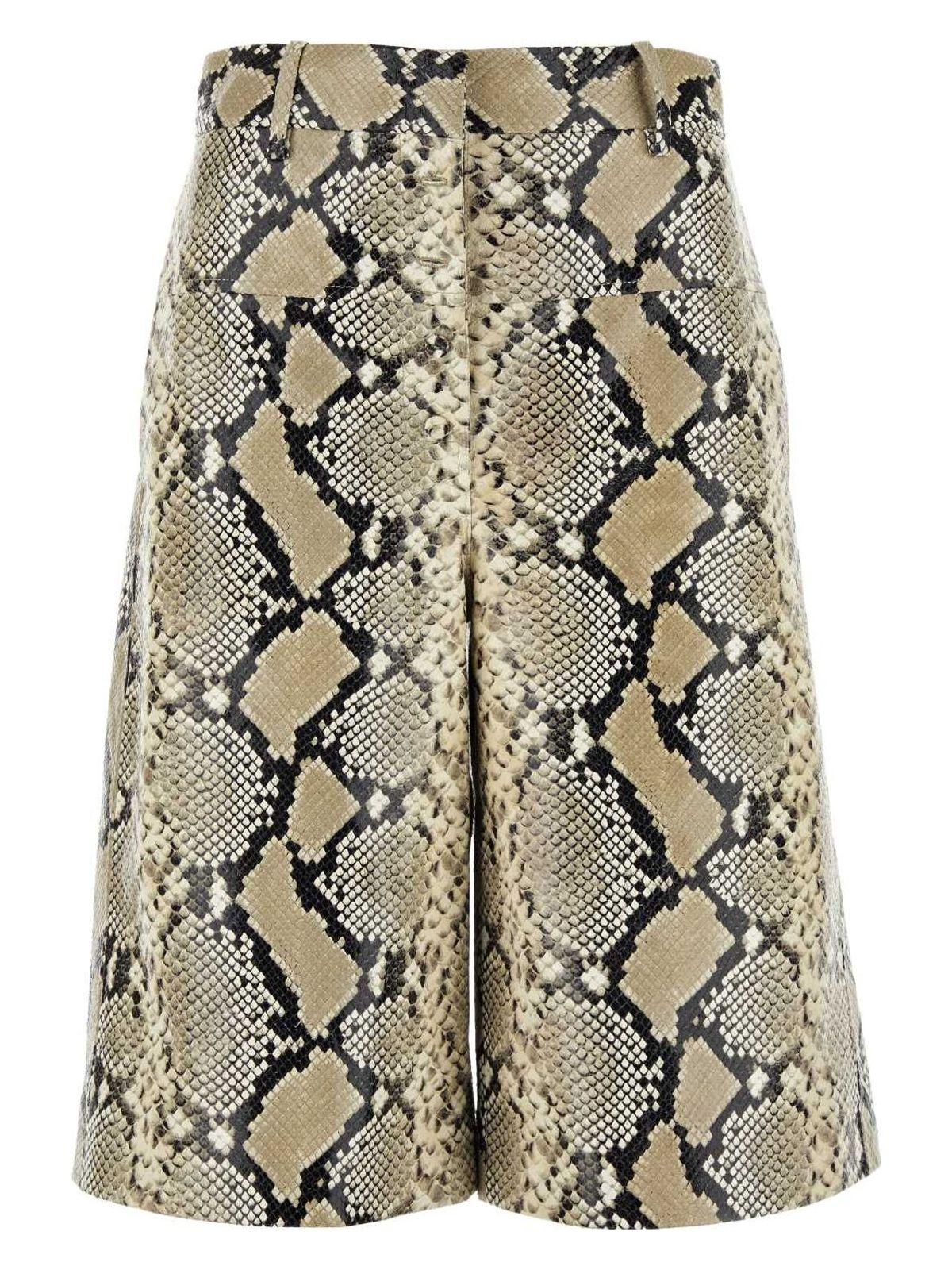 Jil Sander Women's Printed Leather Bermuda Shorts in Animal Print
