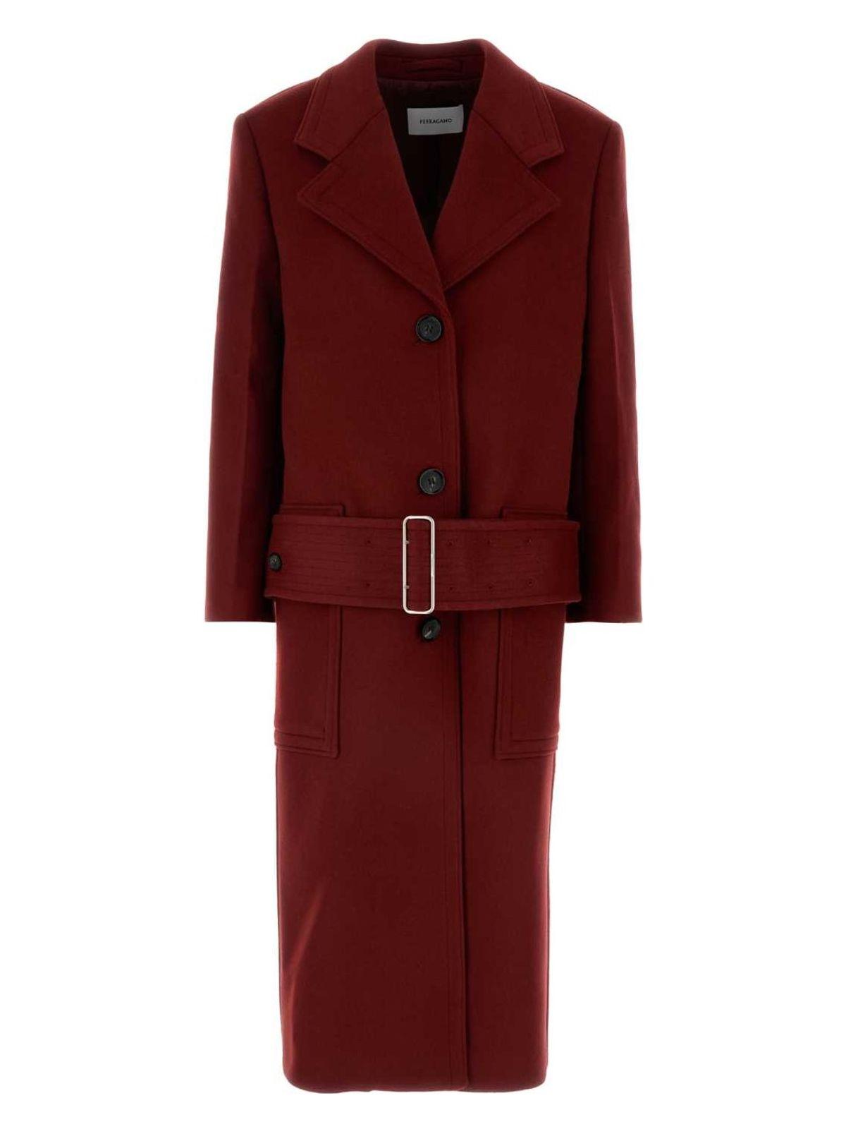 Ferragamo Tiziano Red Wool Blend Coat