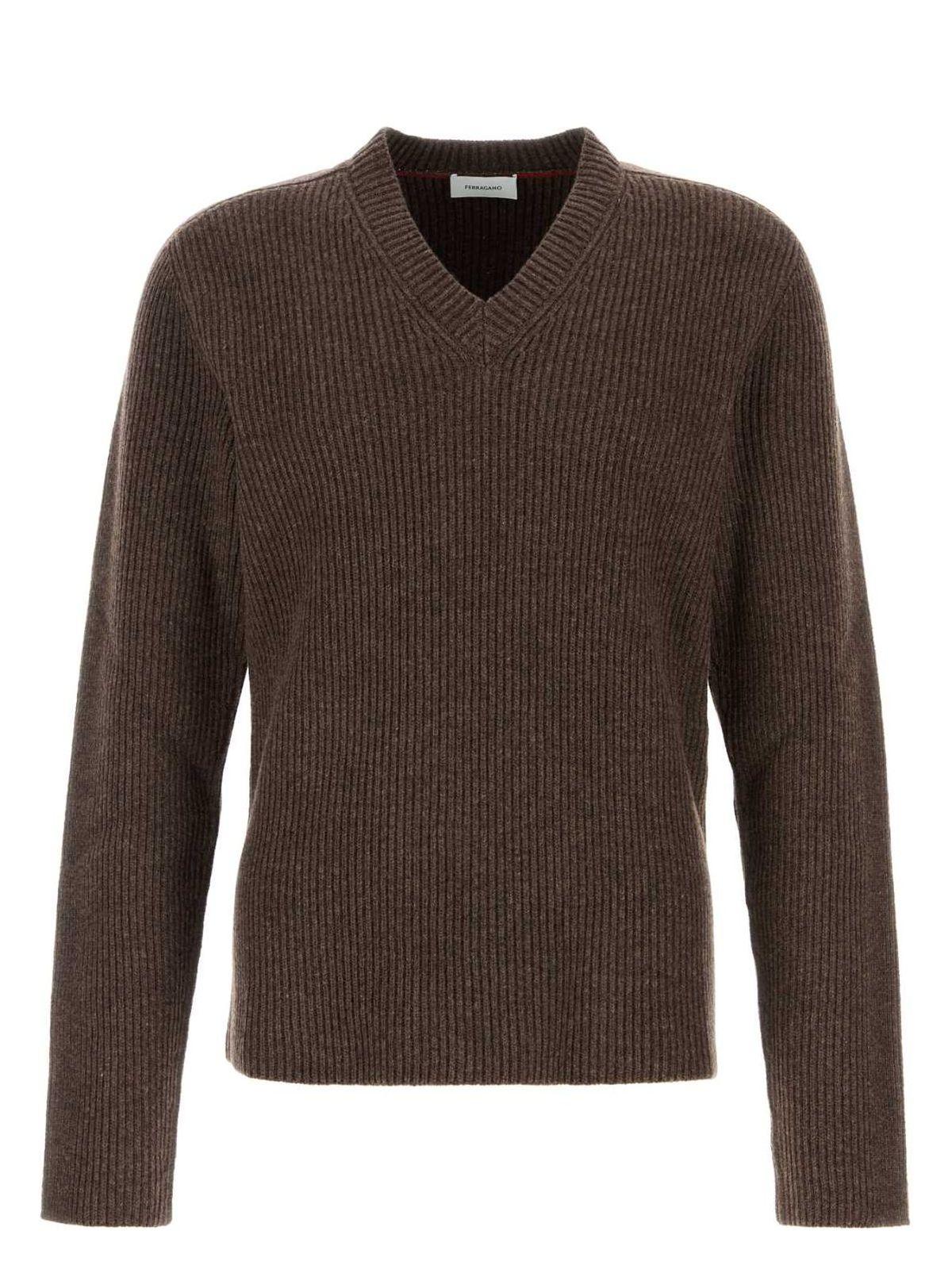 Ferragamo Women's Mud Wool Sweater in Brown