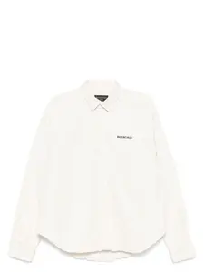 Balenciaga Ivory Denim Oversize Shirt in White