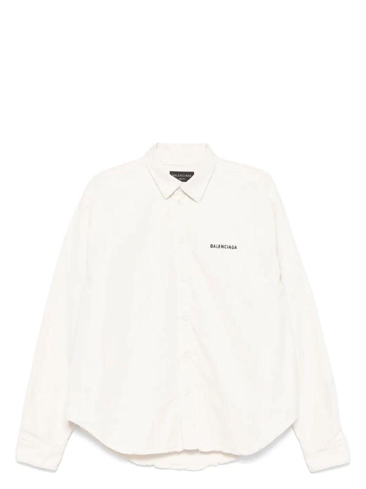 Balenciaga Ivory Denim Oversize Shirt in White