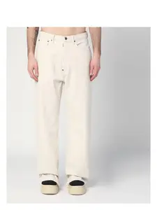 Maison Margiela Men's Ecru Cotton Trousers in Beige