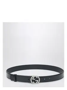 Gucci Men's Belt With GG Engraved Buckle in Black