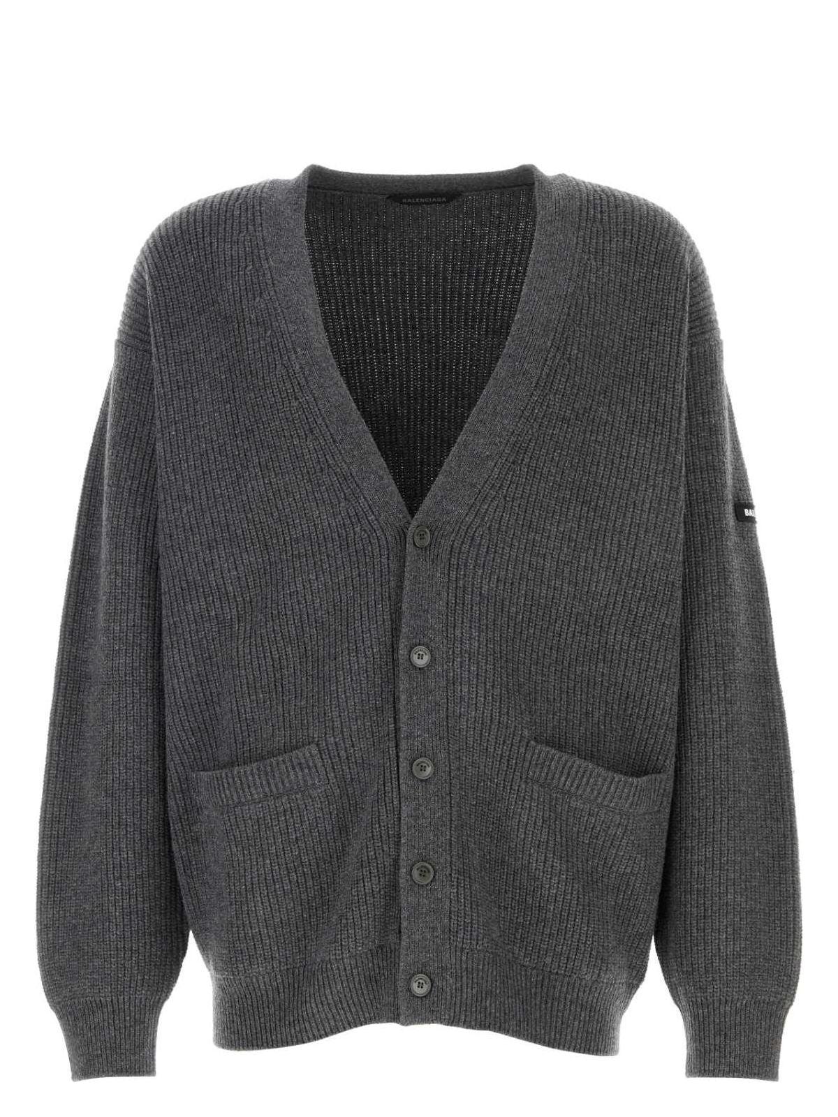 Balenciaga Dark Grey Wool Cardigan