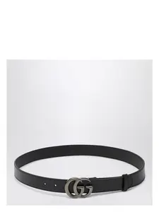 Gucci Men's Leather Belt With GG Marmont Buckle in Black