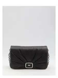 Roger Vivier Women's Viv' Choc Leather Clutch and Large Bag in Black