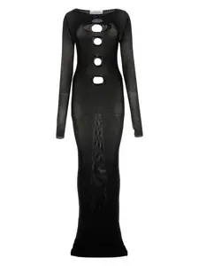 Off-White Women's Mesh Long Dress in Black